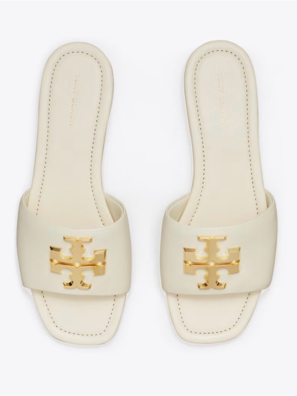 *New Tory Burch Eleanor slides in Cream/Gold Sz 8.5